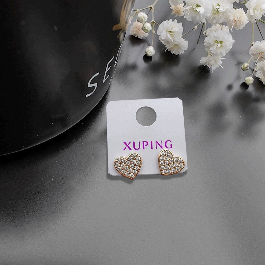 گوشواره میخی نگین دار مدل قلب ژوپینگ کد 159