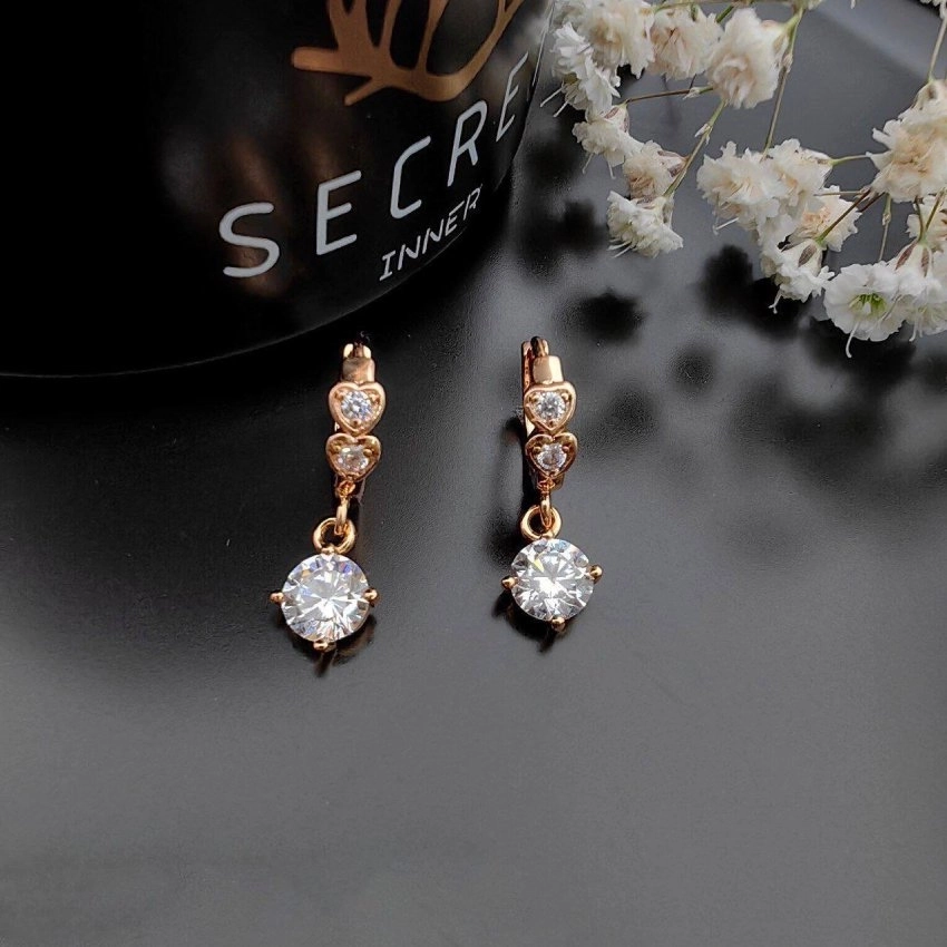 گوشواره آویز نگین دار قلبی ژوپینگ کد 83