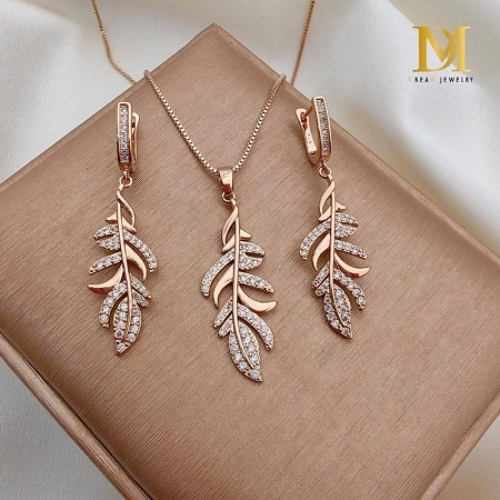 ست پلاک و گوشواره طرح برگ دریم کد 422