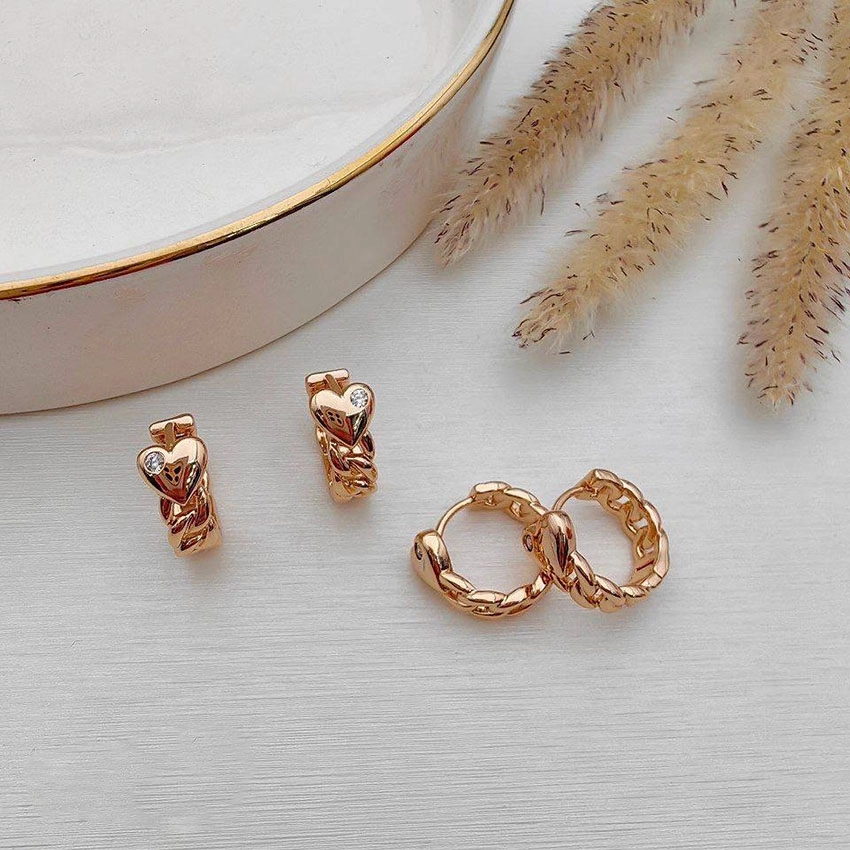 گوشواره حلقه‌ای قلبی ژوپینگ کد 406