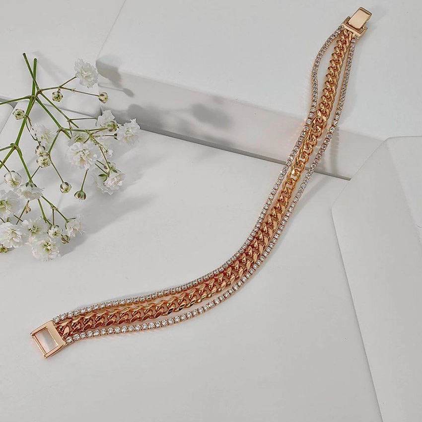 دستبند ژوپینگ با طراحی زنجیری و نگین دار کد 347 3