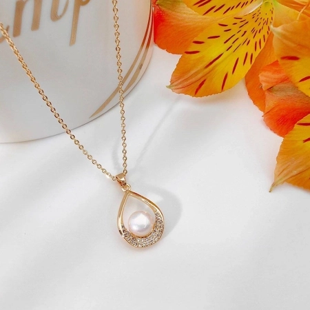 گردنبند با اشک و مروارید نگین دار ژوپینگ کد 522