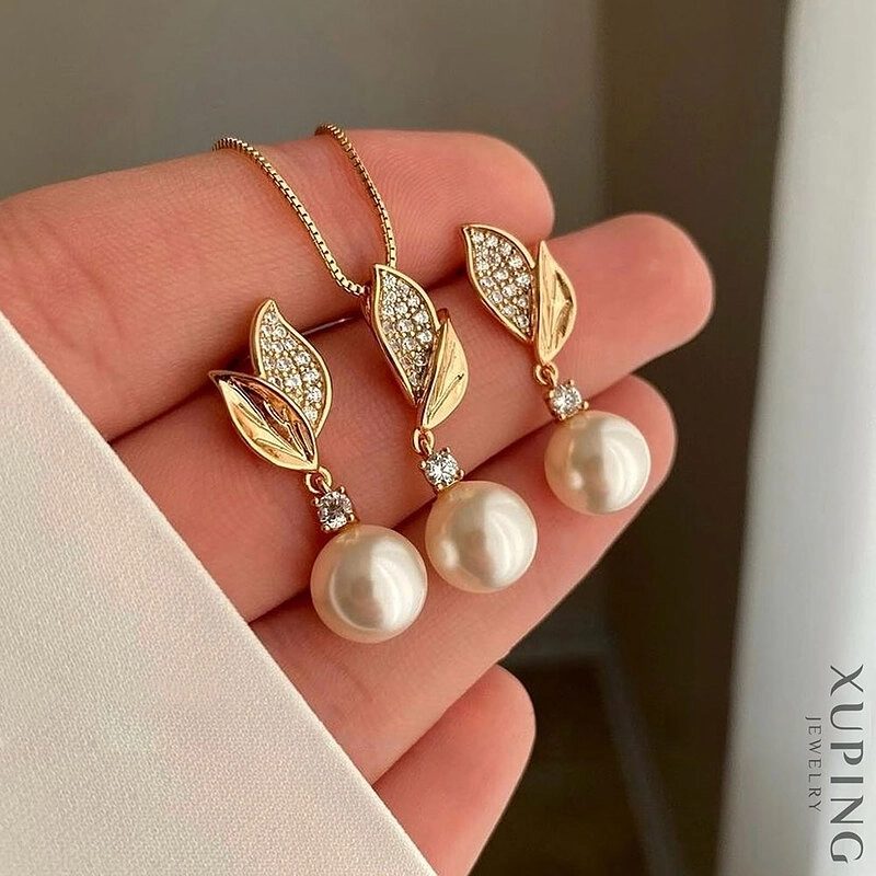 نیم ست برگ و مروارید ژوپینگ کد 585 6