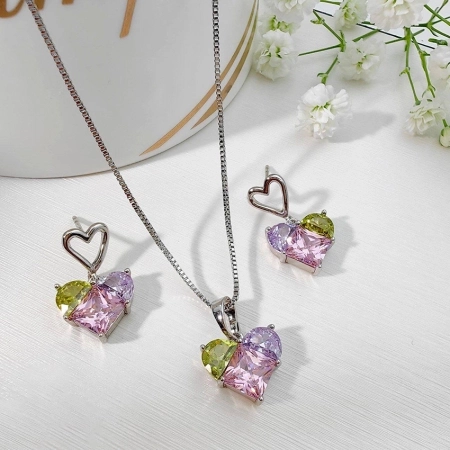 نیم ست جواهری با آویز قلب ژوپینگ کد 652