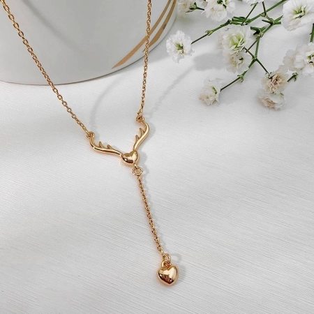 گردنبند شاخ گوزن با آویز قلب ژوپینگ کد 655