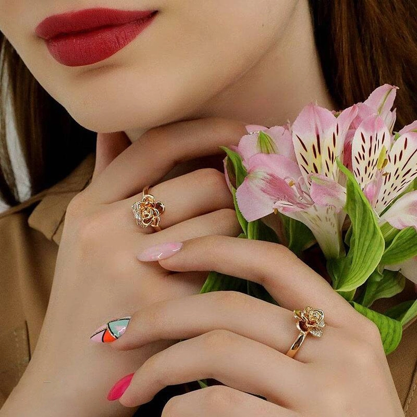 انگشتر طرح گل رز نگین دار ژوپینگ کد 187