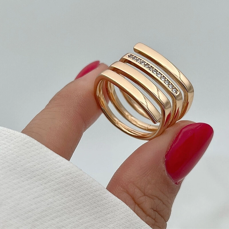 انگشتر خطی نگین‌دار ژوپینگ کد 657