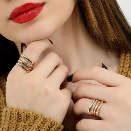 انگشتر خطی نگین‌دار ژوپینگ کد 657