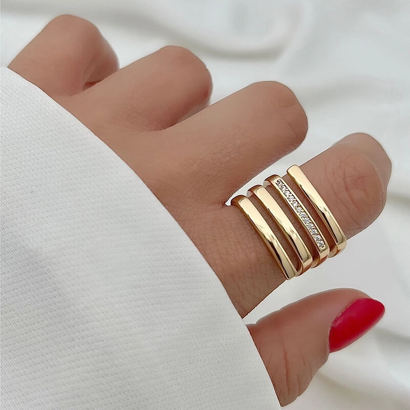 انگشتر خطی نگین‌دار ژوپینگ کد 657