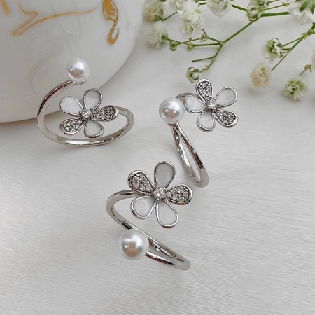 انگشتر گل و مروارید ژوپینگ کد 671