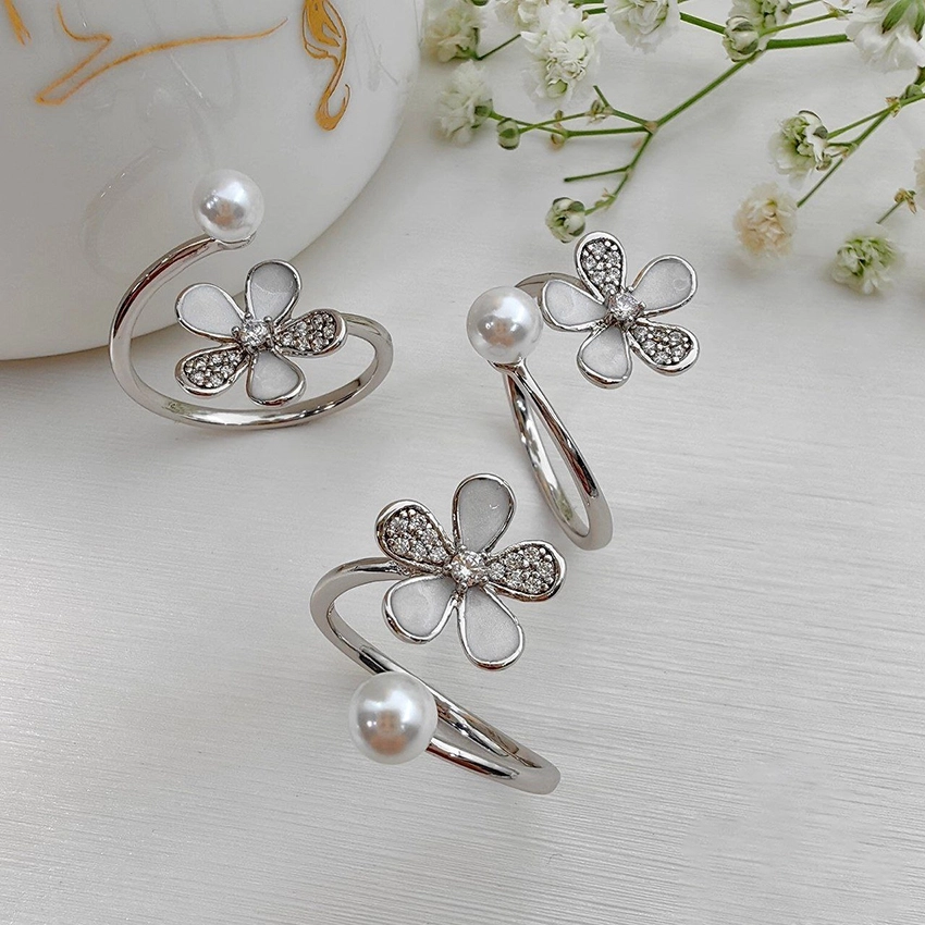 انگشتر گل و مروارید ژوپینگ کد 671 1