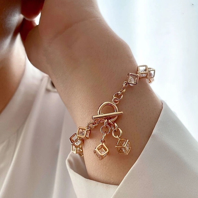 دستبند مکعبی کریستالی ژوپینگ کد 433 4