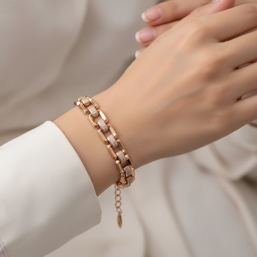 دستبند رولکس نگین دار ژوپینگ کد 205