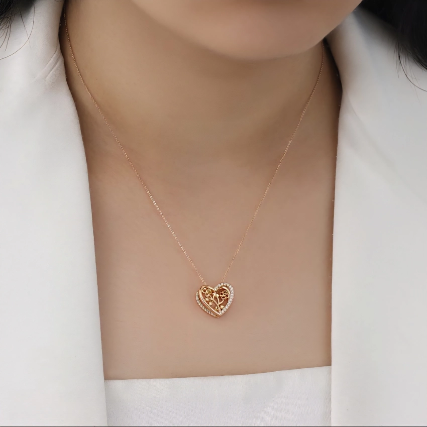 پلاک قلب و گل نگین دار ژوپینگ کد 265