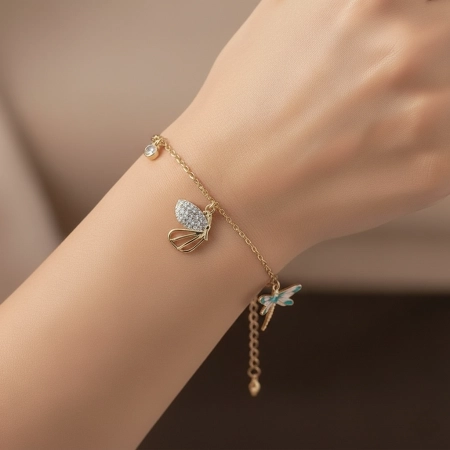 دستبند ظریف پروانه و شاپرک ژوپینگ کد 572