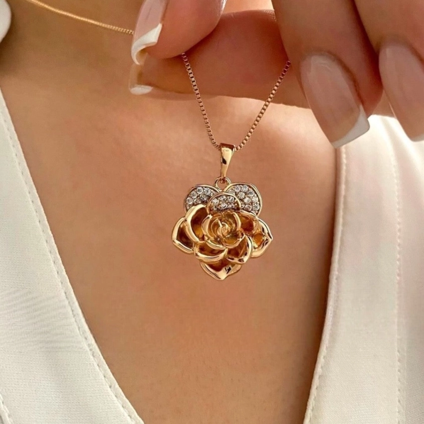 نیم ست گل رز نگین دار ژوپینگ کد 251