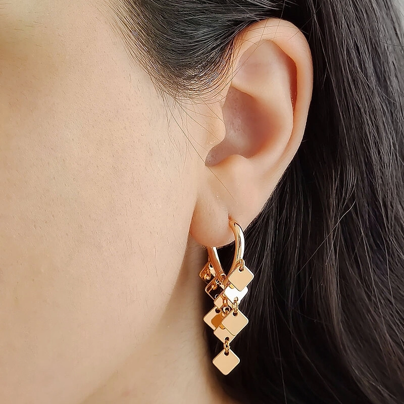 گوشواره آویز با صفحات مستطیلی ژوپینگ کد 463