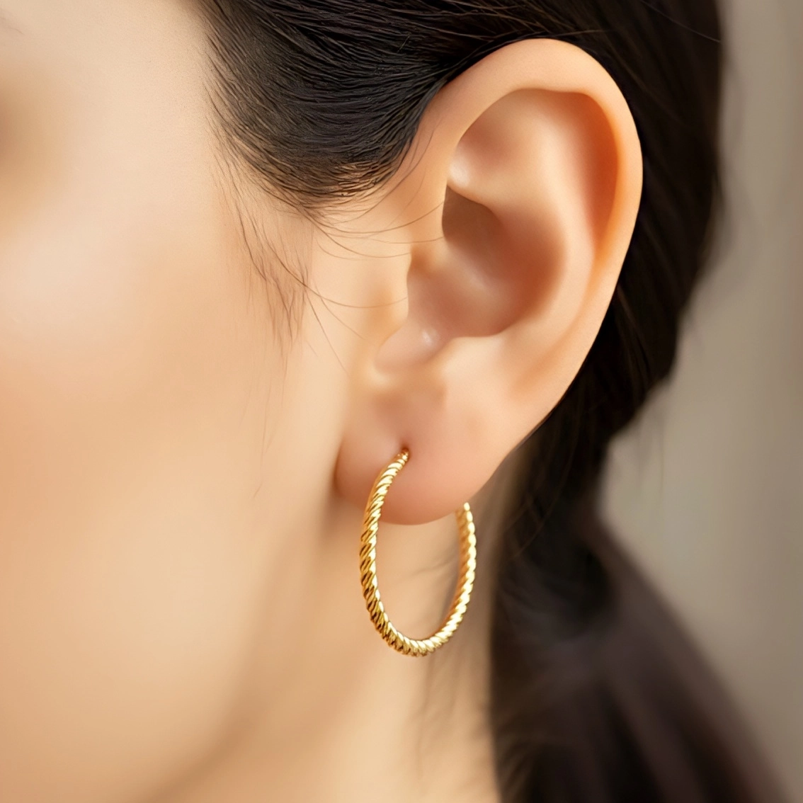 گوشواره حلقه‌ای بافت دار ژوپینگ کد 96