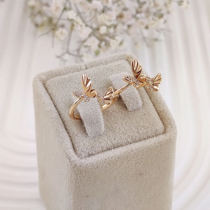 انگشتر طرح پروانه نگین دار ژوپینگ کد 604 1