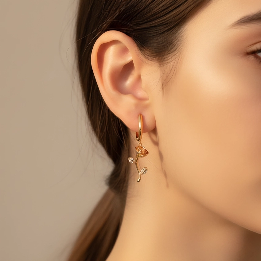 گوشواره گل رز ژوپینگ کد 669