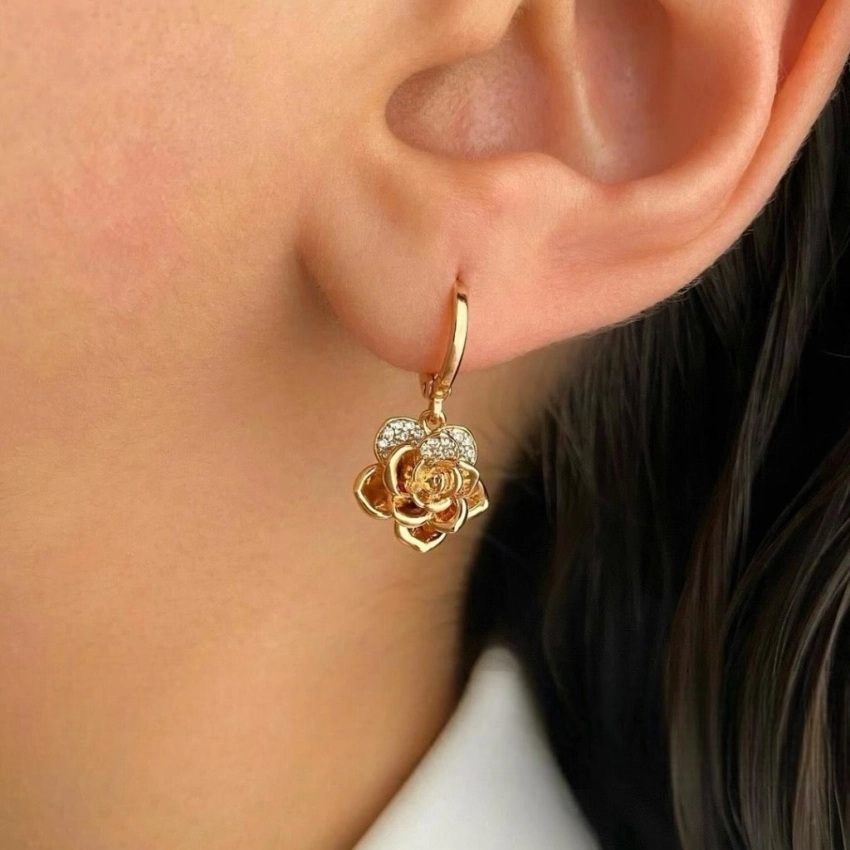 نیم ست گل رز نگین دار ژوپینگ کد 251