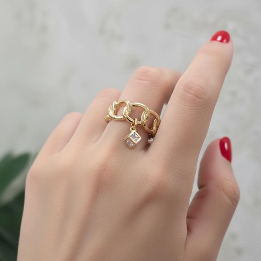 انگشتر کارتیه آویز مکعبی ژوپینگ کد 671