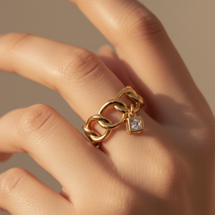 انگشتر کارتیه آویز مکعبی ژوپینگ کد 671