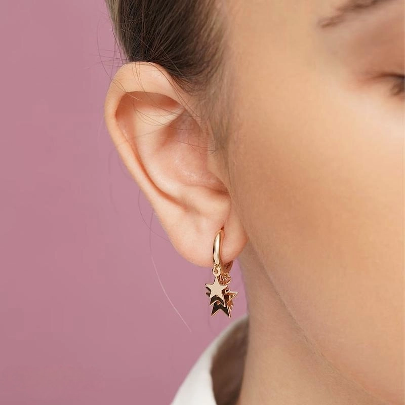 گوشواره حلقه‌ای آویز ستاره‌ای ژوپینگ کد 154