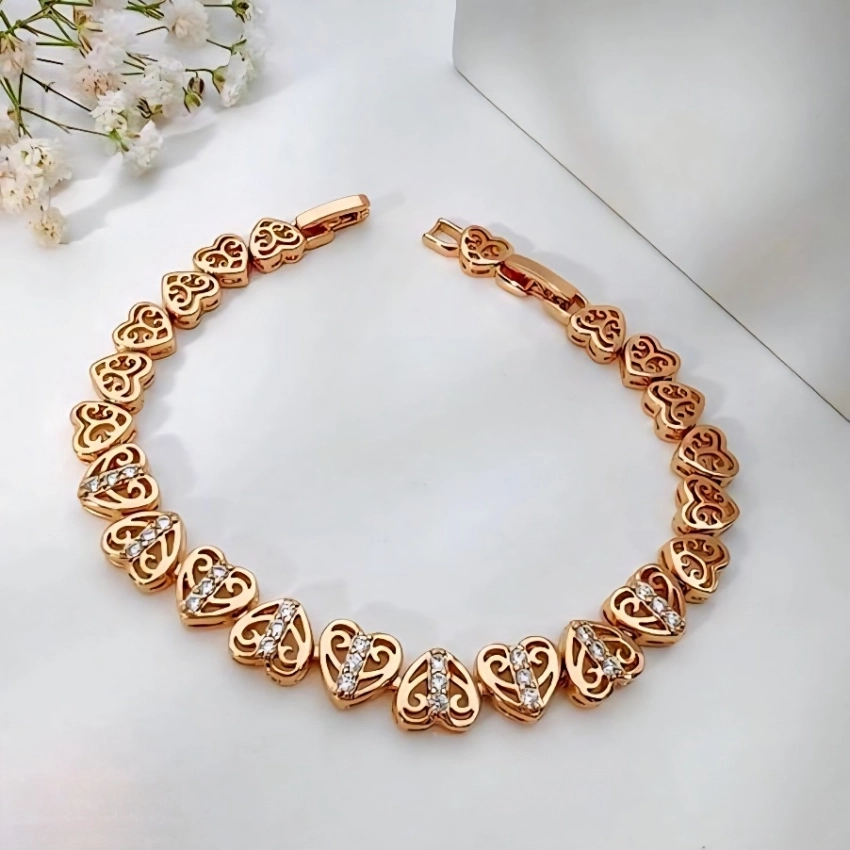 دستبند قلبی نگین دار ژوپینگ کد 702