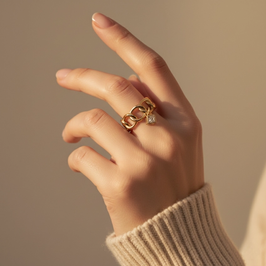 انگشتر کارتیه آویز مکعبی ژوپینگ کد 671