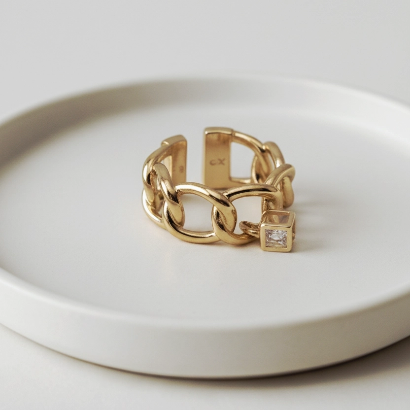 انگشتر کارتیه آویز مکعبی ژوپینگ کد 671