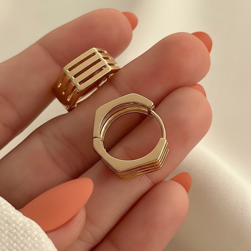 گوشواره هندسی مینیمال ژوپینگ کد 725