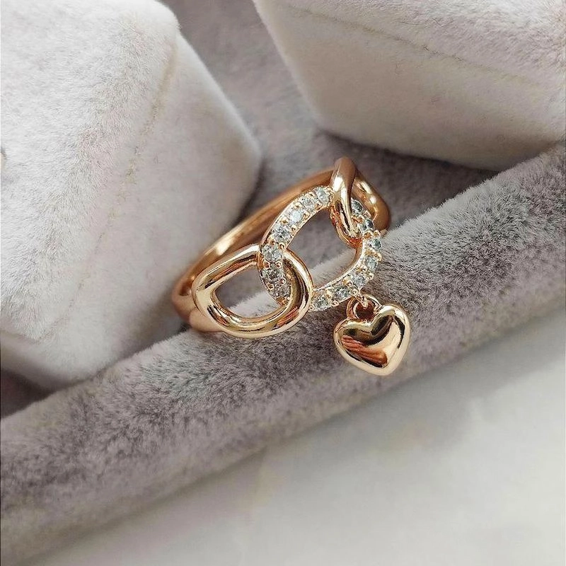 انگشتر طرح زنجیری با آویز قلب ژوپینگ کد 392 2