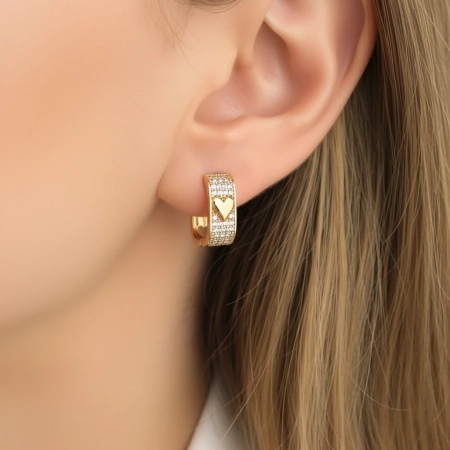 گوشواره مربع و نگین قلب ژوپینگ کد 724