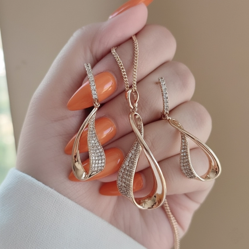 نیمست زنانه اشکی طرح طلا ژوپینگ کد 730