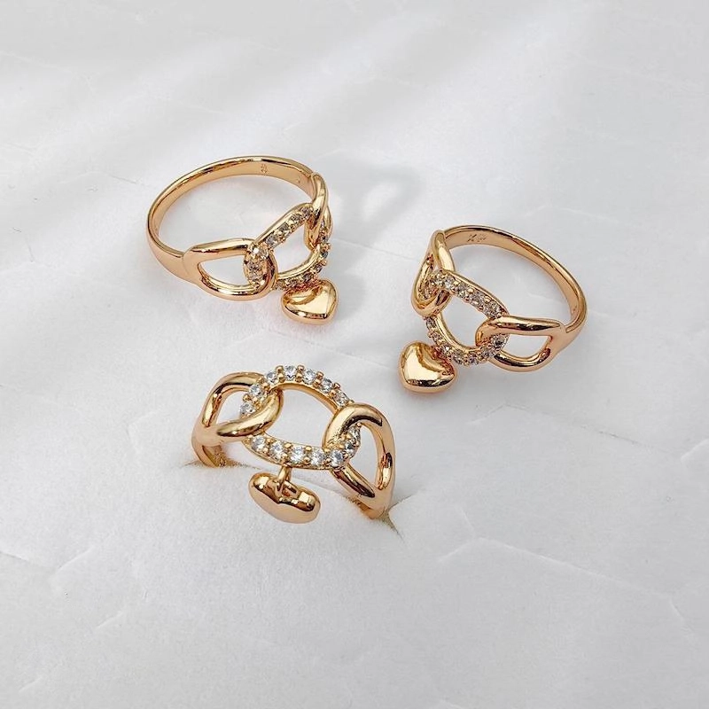 انگشتر طرح زنجیری با آویز قلب ژوپینگ کد 392 1