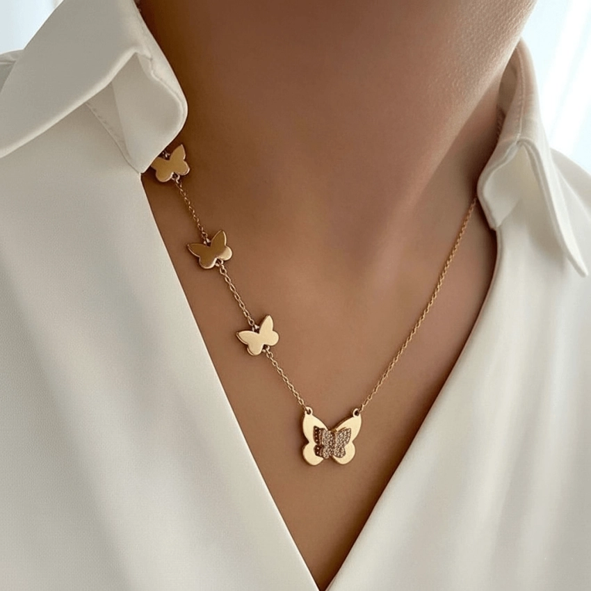 گردنبند پروانه ژوپینگ کد 721 2