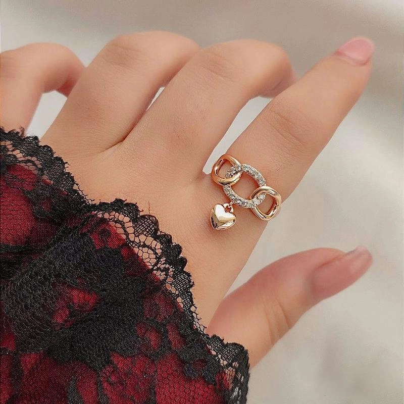 انگشتر طرح زنجیری با آویز قلب ژوپینگ کد 392 3