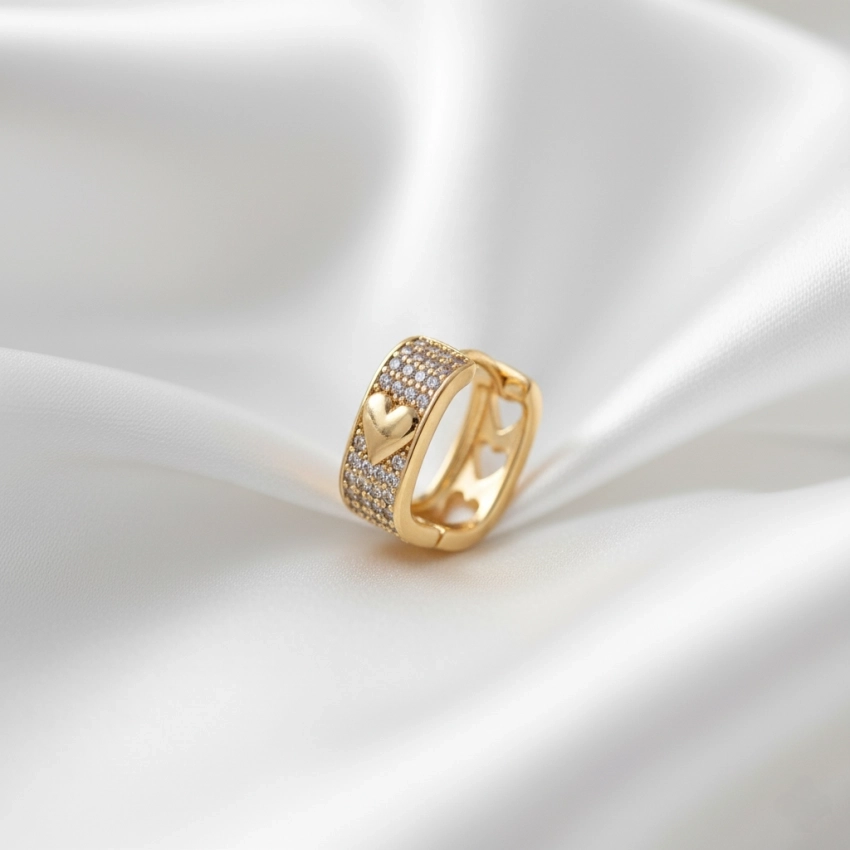 گوشواره مربع و نگین قلب ژوپینگ کد 724