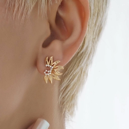 گوشواره گل نگین دار ژوپینگ کد 746