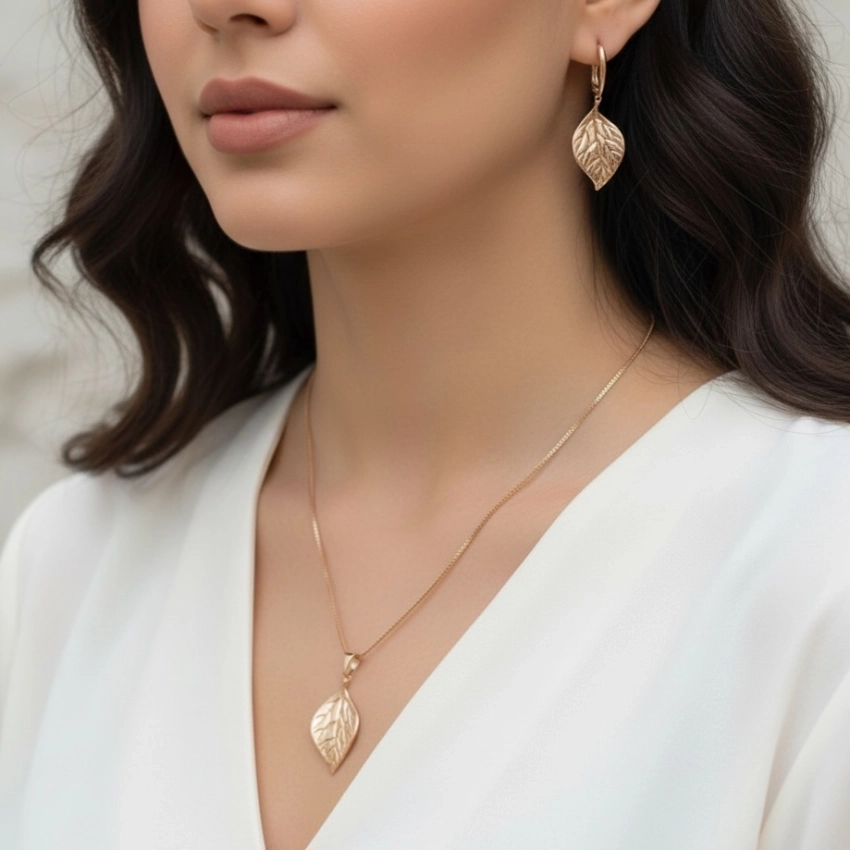 نیم ست طرح برگ ساده ژوپینگ کد 507