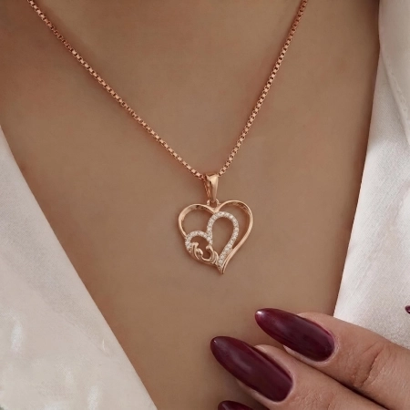 پلاک زنانه ژوپینگ مدل دو قلب مادر و فرزند کد 897