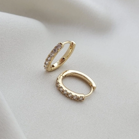 گوشواره حلقه ای زنانه ژوپینگ نگین دار کد 939