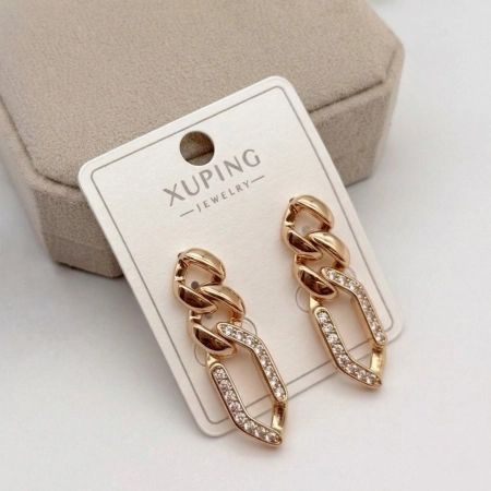 گوشواره زنانه ژوپینگ میخی مدل کارتیر نگین دار کد 954