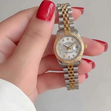 ساعت مچی زنانه رولکس مدل دیت صفحه سفید کد 971